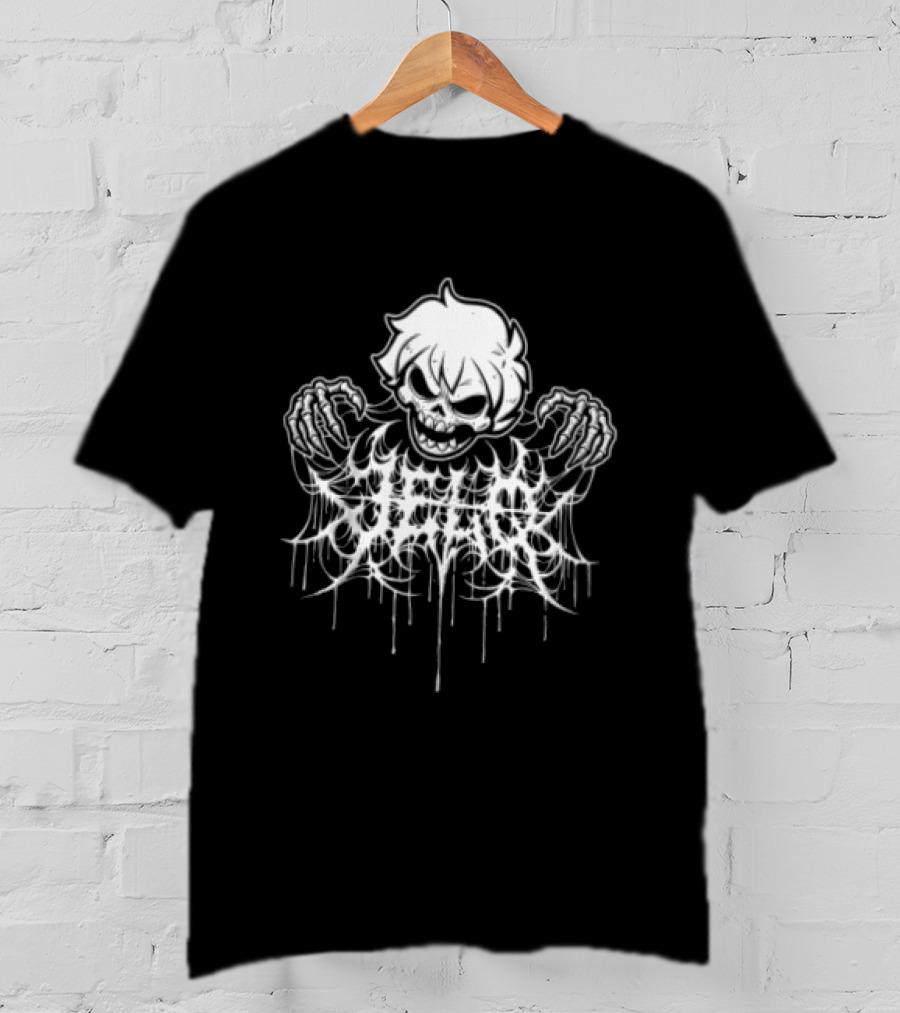 J3lqin Metal Dripping Skull Grunge Horror T-Shirt