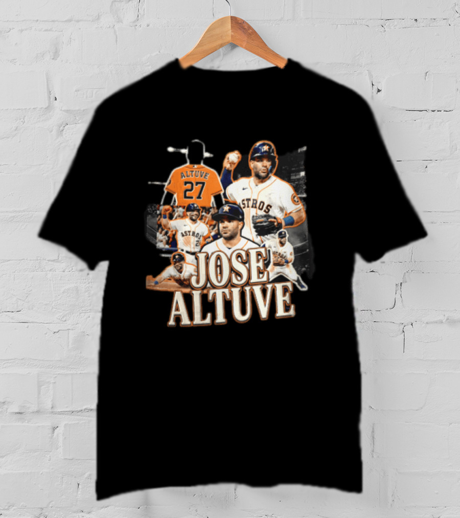 Houston Astros Jose Altuve 27 Collage Baseball Player T-Shirt