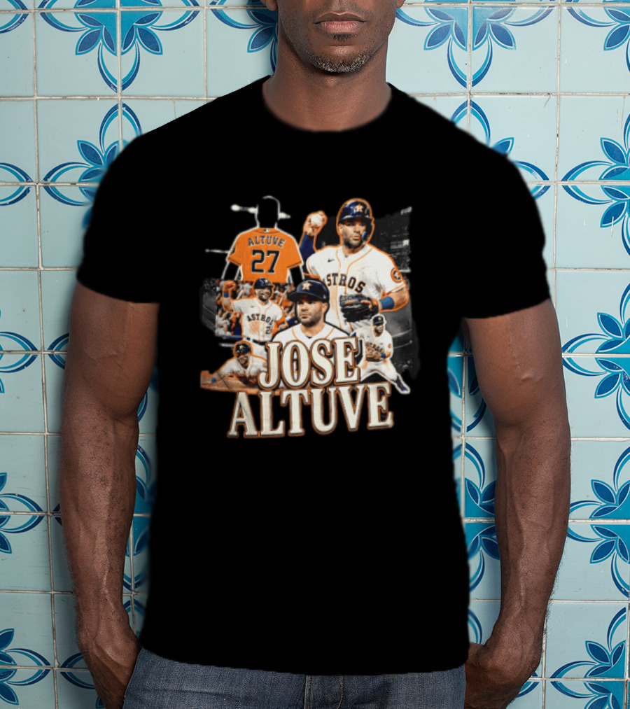 Houston Astros Jose Altuve 27 Collage Baseball Player T-Shirt