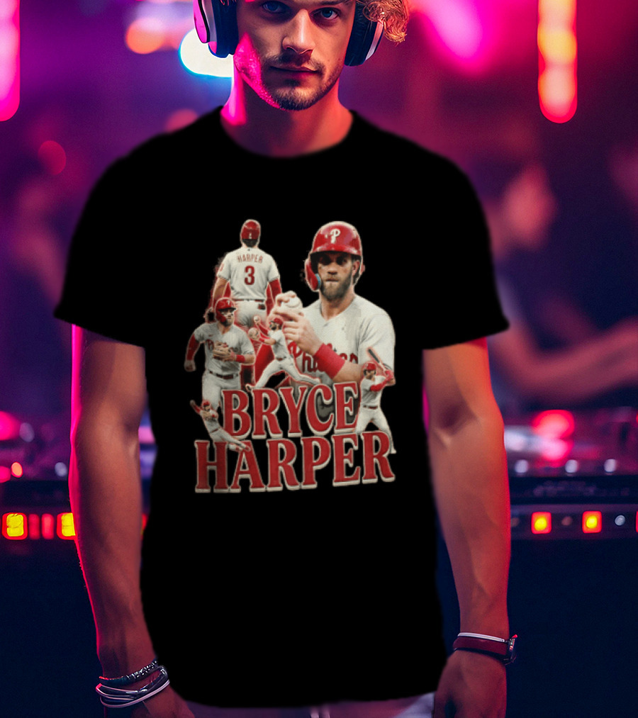 Philadelphia Phillies Bryce Harper Baseball Poses Vintage Look T-Shirt