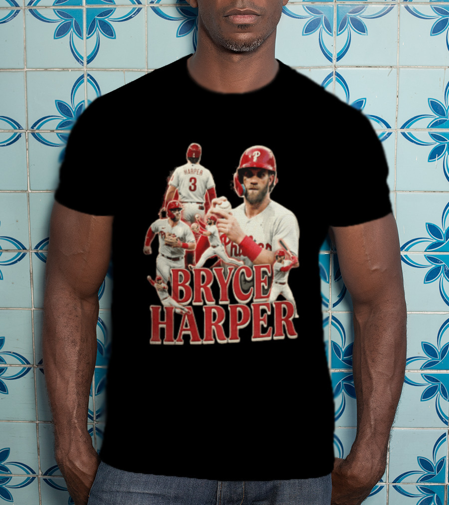 Philadelphia Phillies Bryce Harper Baseball Poses Vintage Look T-Shirt
