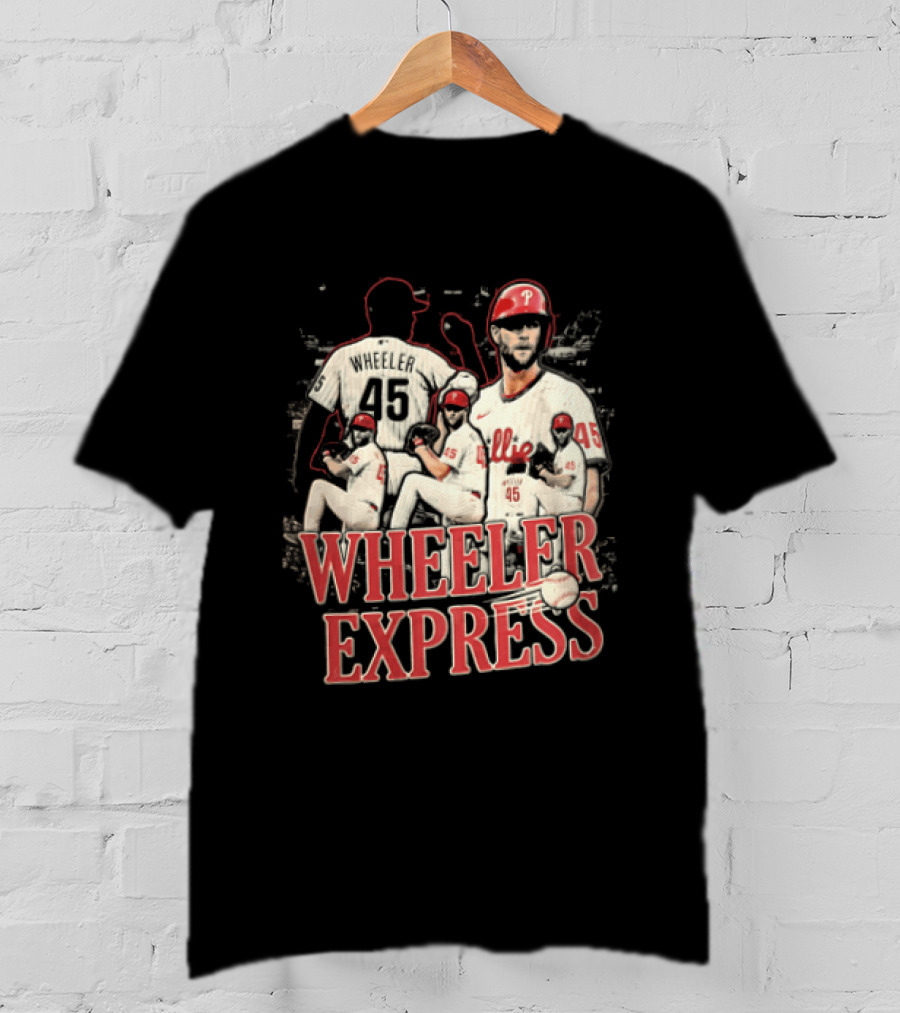Philadelphia Phillies Wheeler Express 45 Pitching Baseball Collage T-Shirt