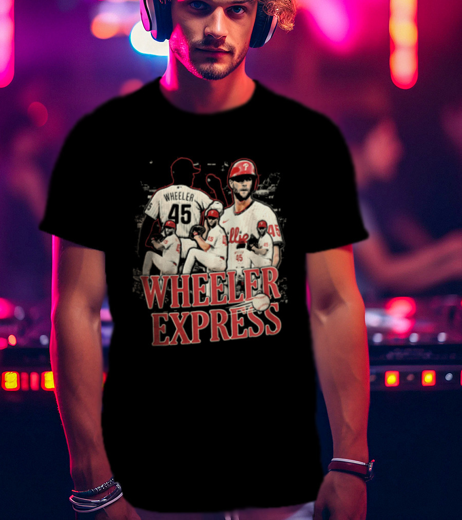Philadelphia Phillies Wheeler Express 45 Pitching Baseball Collage T-Shirt