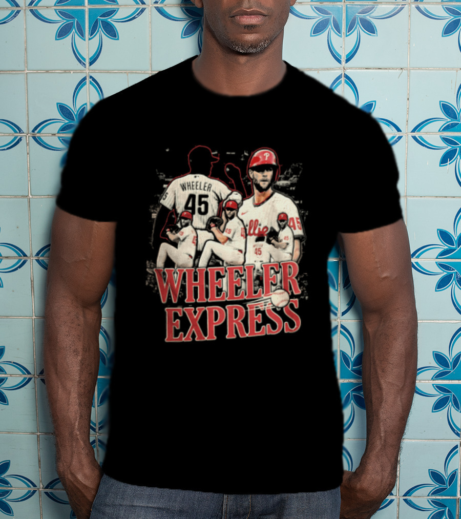 Philadelphia Phillies Wheeler Express 45 Pitching Baseball Collage T-Shirt
