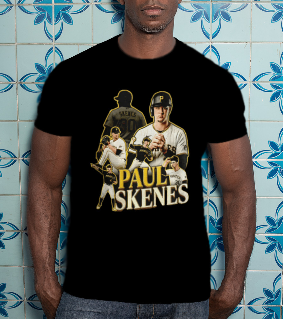 Pittsburgh Pirates Paul Skenes Jersey Pitching Fielding Action T-Shirt