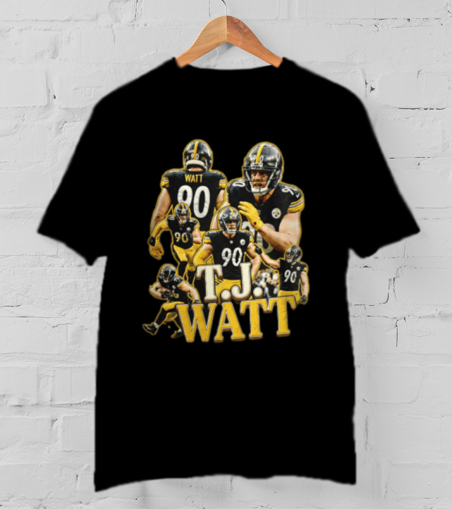 TJ Watt Pittsburgh Steelers 90 Football Action Poses T-Shirt