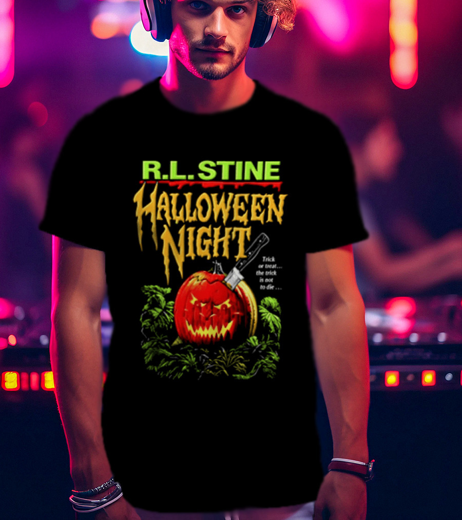 R L Stine Halloween Night Pumpkin Knife Trick Or Treat T-Shirt