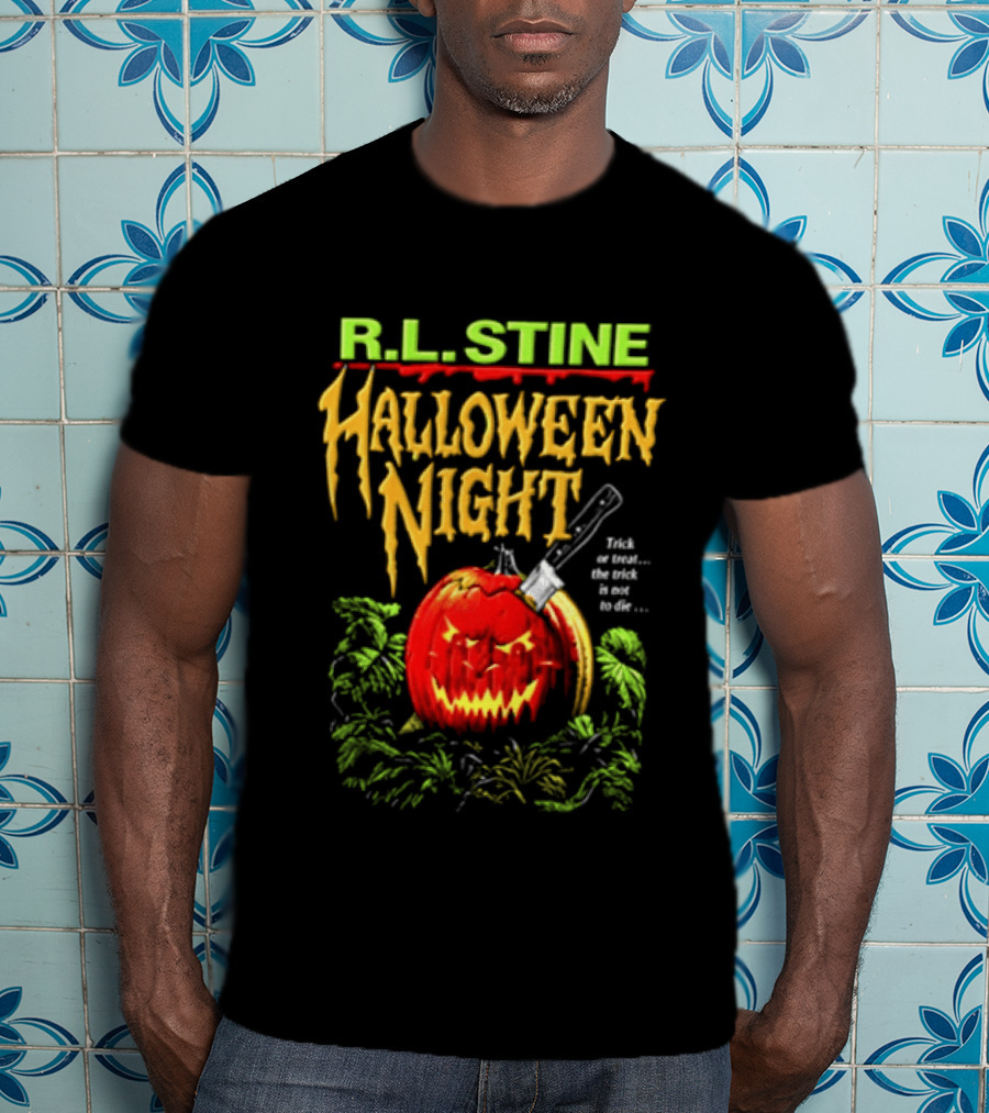 R L Stine Halloween Night Pumpkin Knife Trick Or Treat T-Shirt