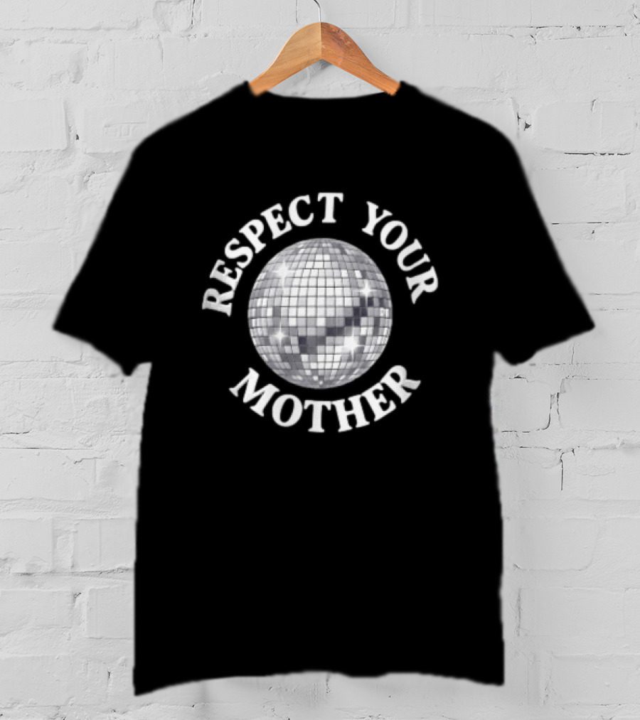Respect Your Mother Disco Ball Earth White T-Shirt