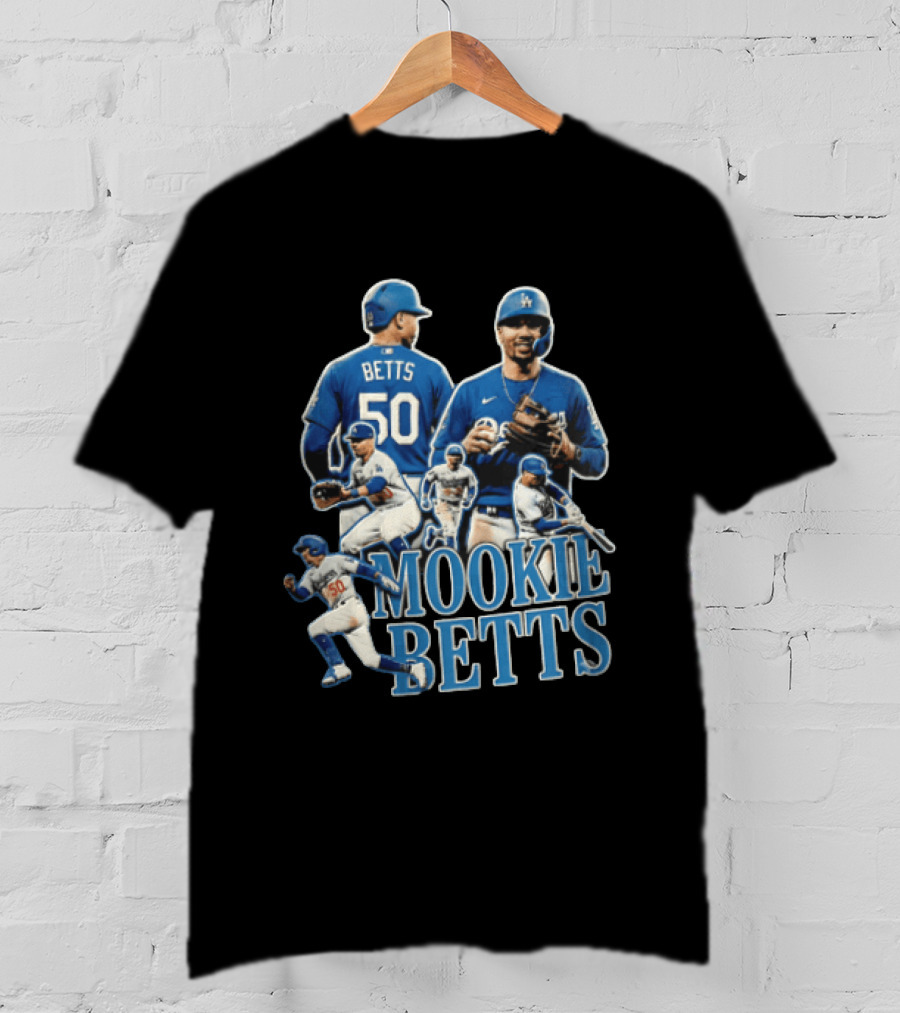 Los Angeles Dodgers Mookie Betts Baseball Player Number 50 Fielding Batting Running T-Shirt