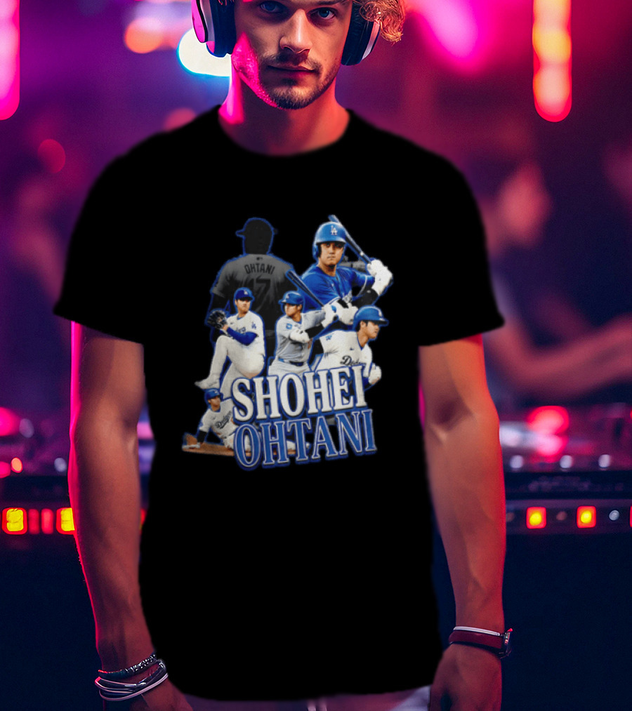 Los Angeles Dodgers Shohei Ohtani Baseball Player Collage T-Shirt