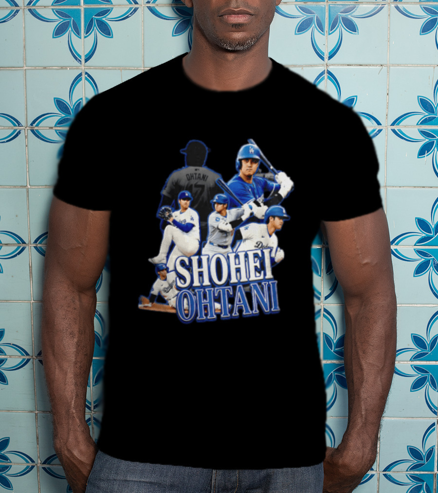Los Angeles Dodgers Shohei Ohtani Baseball Player Collage T-Shirt