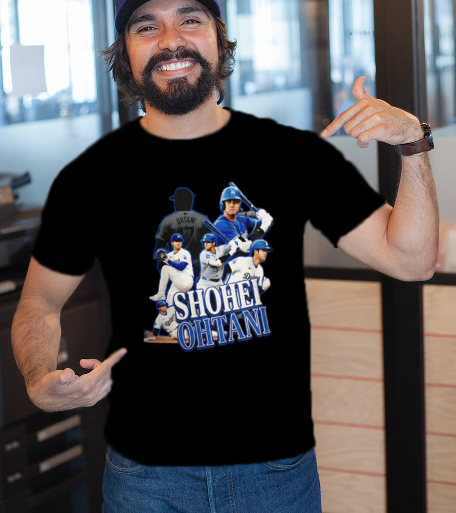 Los Angeles Dodgers Shohei Ohtani Baseball Player Collage T-Shirt