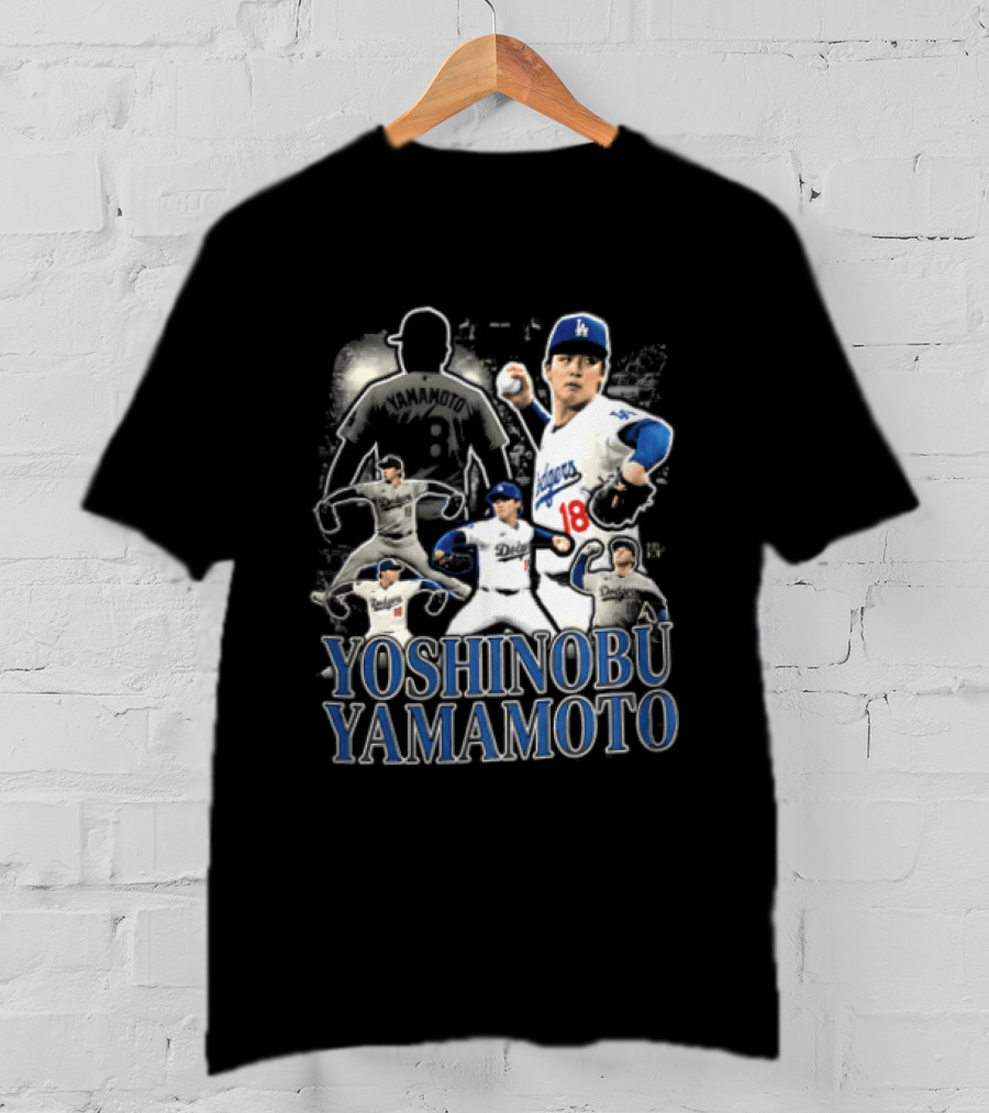 Yoshinobu Yamamoto Los Angeles Dodgers Pitcher Action Poses T-Shirt