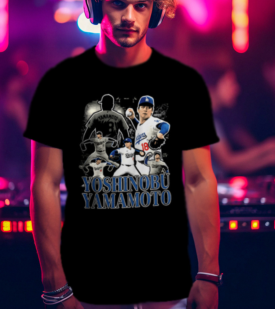 Yoshinobu Yamamoto Los Angeles Dodgers Pitcher Action Poses T-Shirt