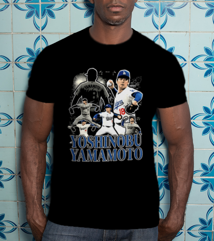 Yoshinobu Yamamoto Los Angeles Dodgers Pitcher Action Poses T-Shirt