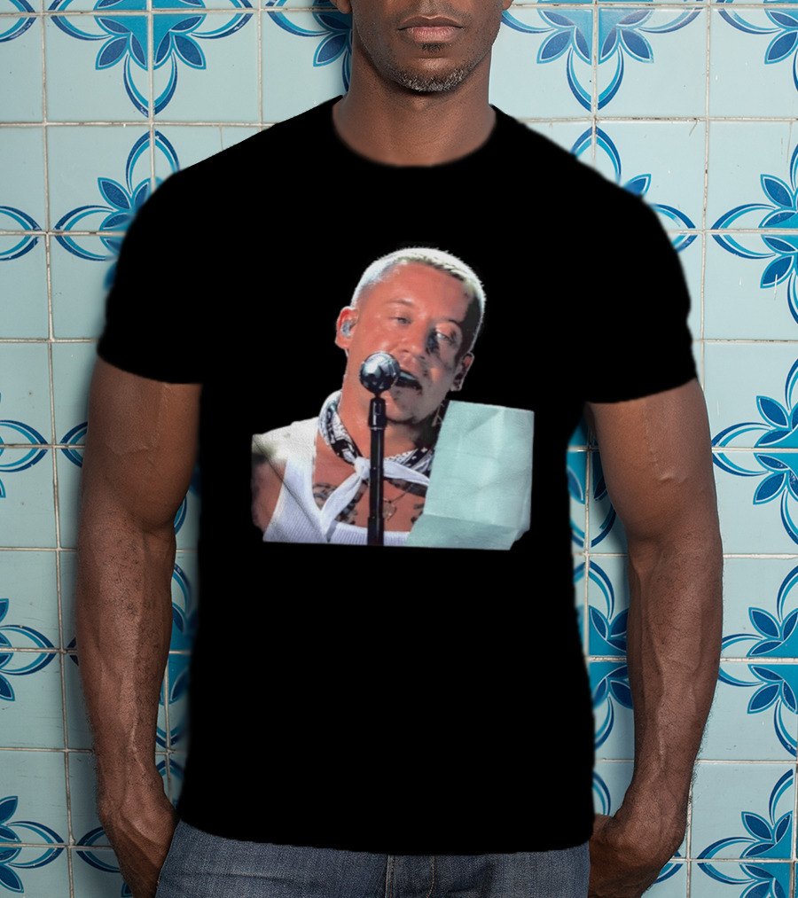 Macklemore White Bandana Performance Look Rapper T-Shirt