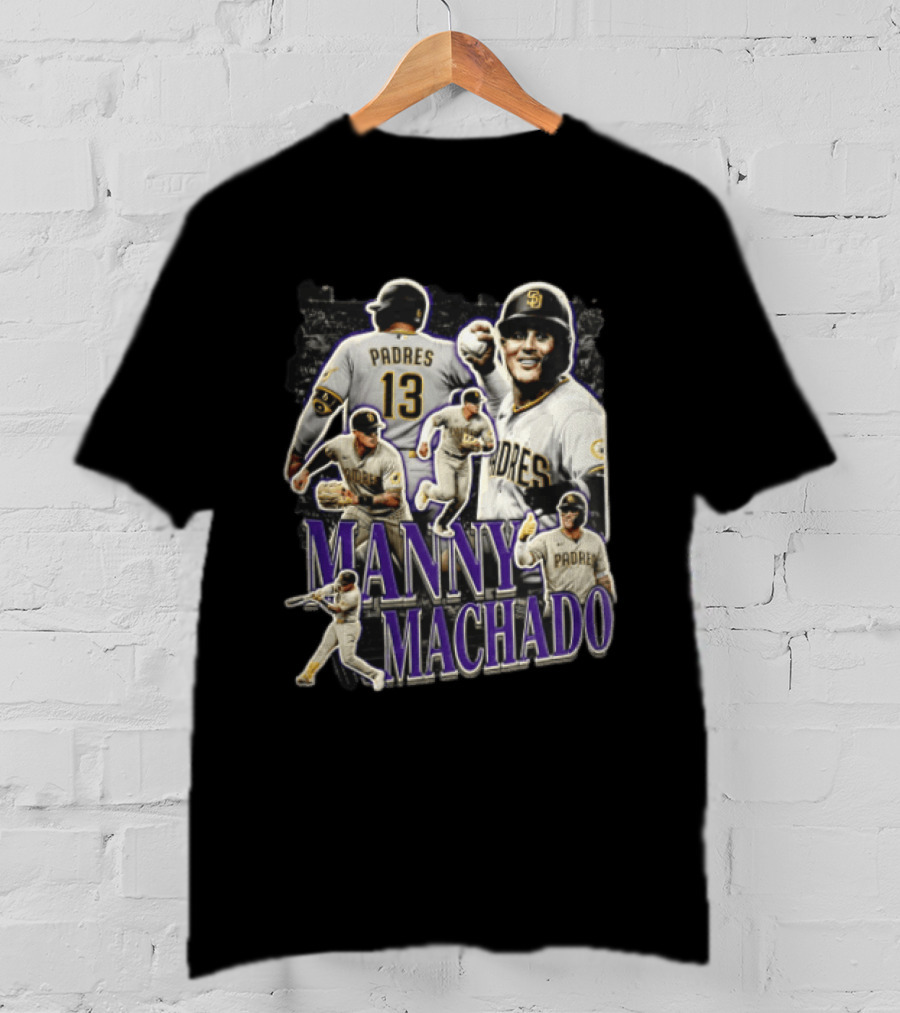 Manny Machado San Diego Padres MLB Baseball Star Player Collage T-Shirt