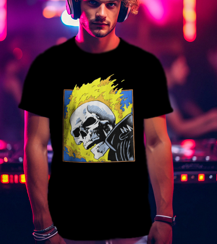 Marvel Ghost Rider Flaming Skull 1976 Comic Cover T-Shirt