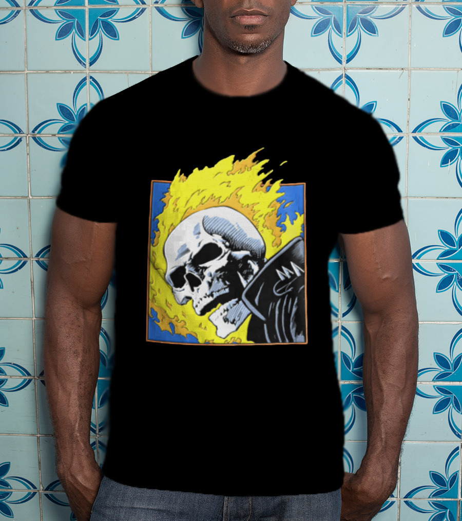 Marvel Ghost Rider Flaming Skull 1976 Comic Cover T-Shirt