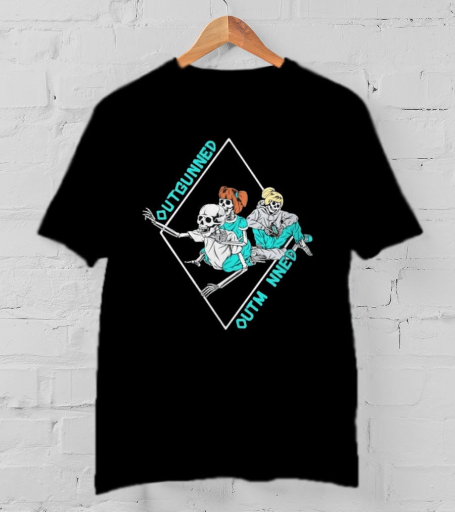 Outgunned Outmanned Skeleton Trio Casual T-Shirt