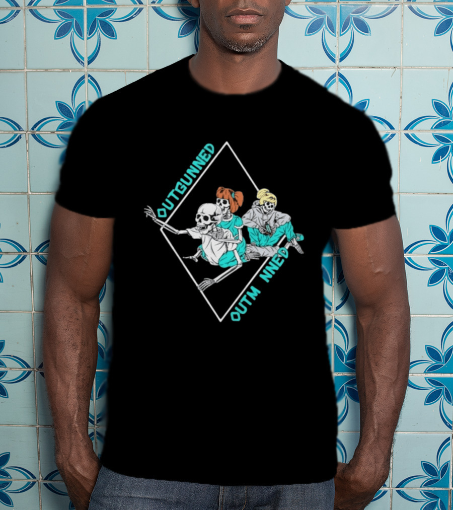 Outgunned Outmanned Skeleton Trio Casual T-Shirt