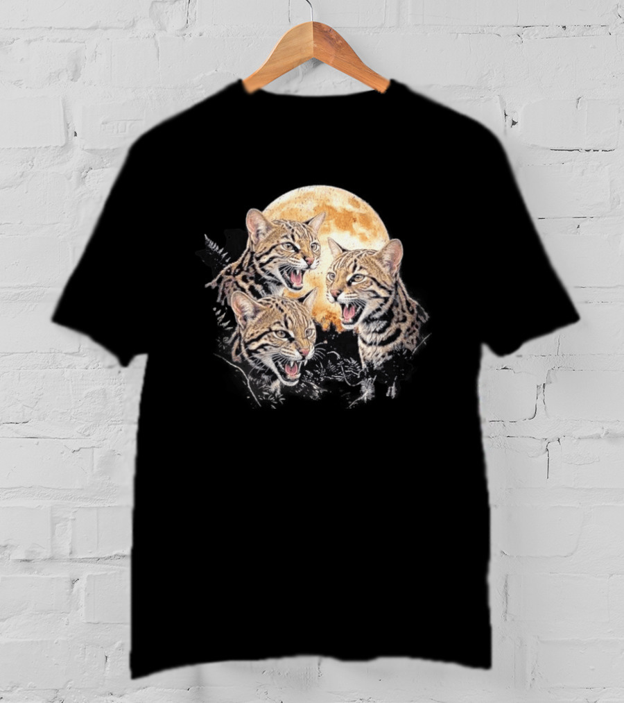 Three Tilcayo Bolivia Cloud Forest Wildcats Full Moon Roaring Trio T-Shirt
