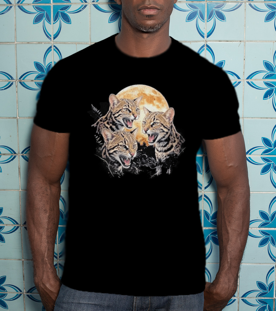 Three Tilcayo Bolivia Cloud Forest Wildcats Full Moon Roaring Trio T-Shirt