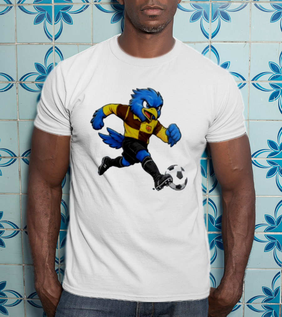 Cardiff Riverside Football Bluebird Mascot Soccer Player T-Shirt
