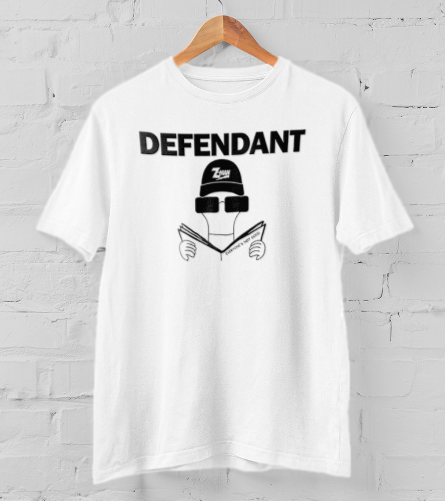 Defendant Everyone's Not Good Figure Hat Sunglasses Reading T-Shirt