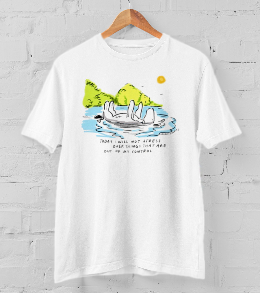 Eeyore Floating Relaxed With Sun Today I Will Not Stress Over Things That Are Out Of My Control T-Shirt
