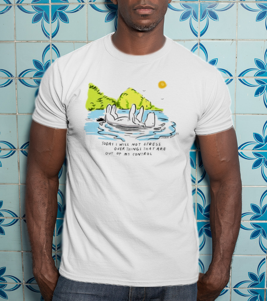 Eeyore Floating Relaxed With Sun Today I Will Not Stress Over Things That Are Out Of My Control T-Shirt