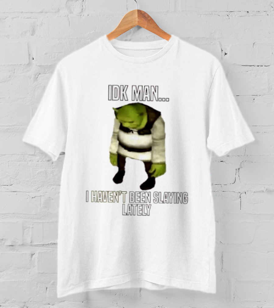 IDK Man Shrek I Haven't Been Slaying Lately Meme Text Image Iconic Movie T-Shirt