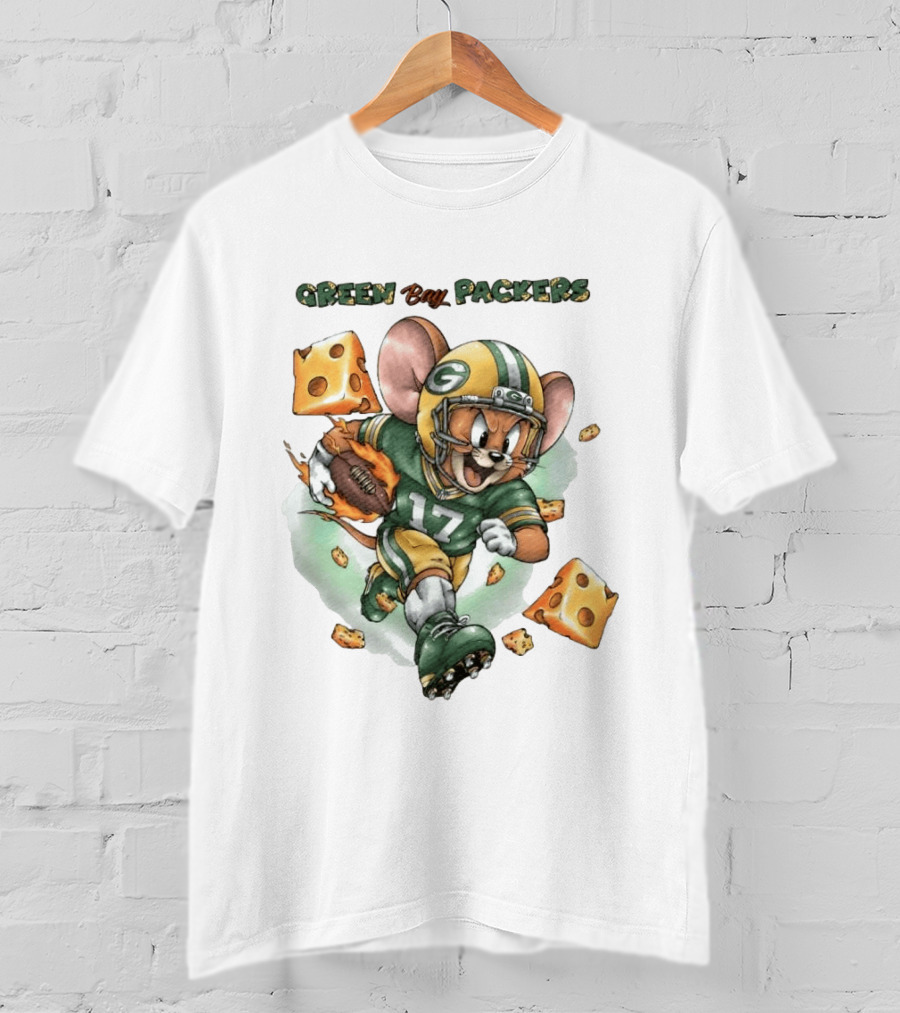 Green Bay Packers 17 Jerry Mouse Football Cheese T-Shirt