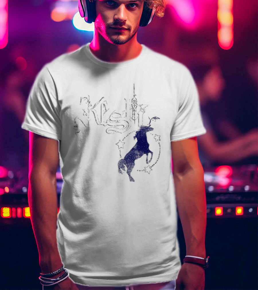 Keshi Stallion Star Circle Horse Blue T-Shirt