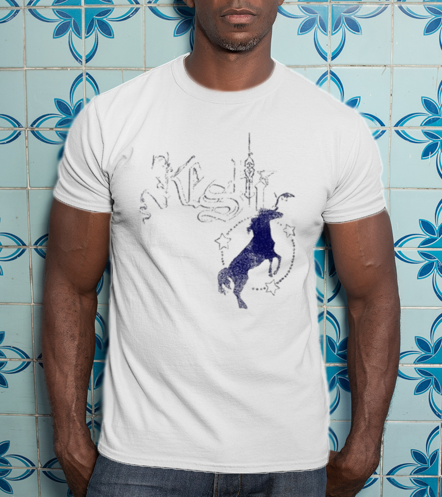 Keshi Stallion Star Circle Horse Blue T-Shirt