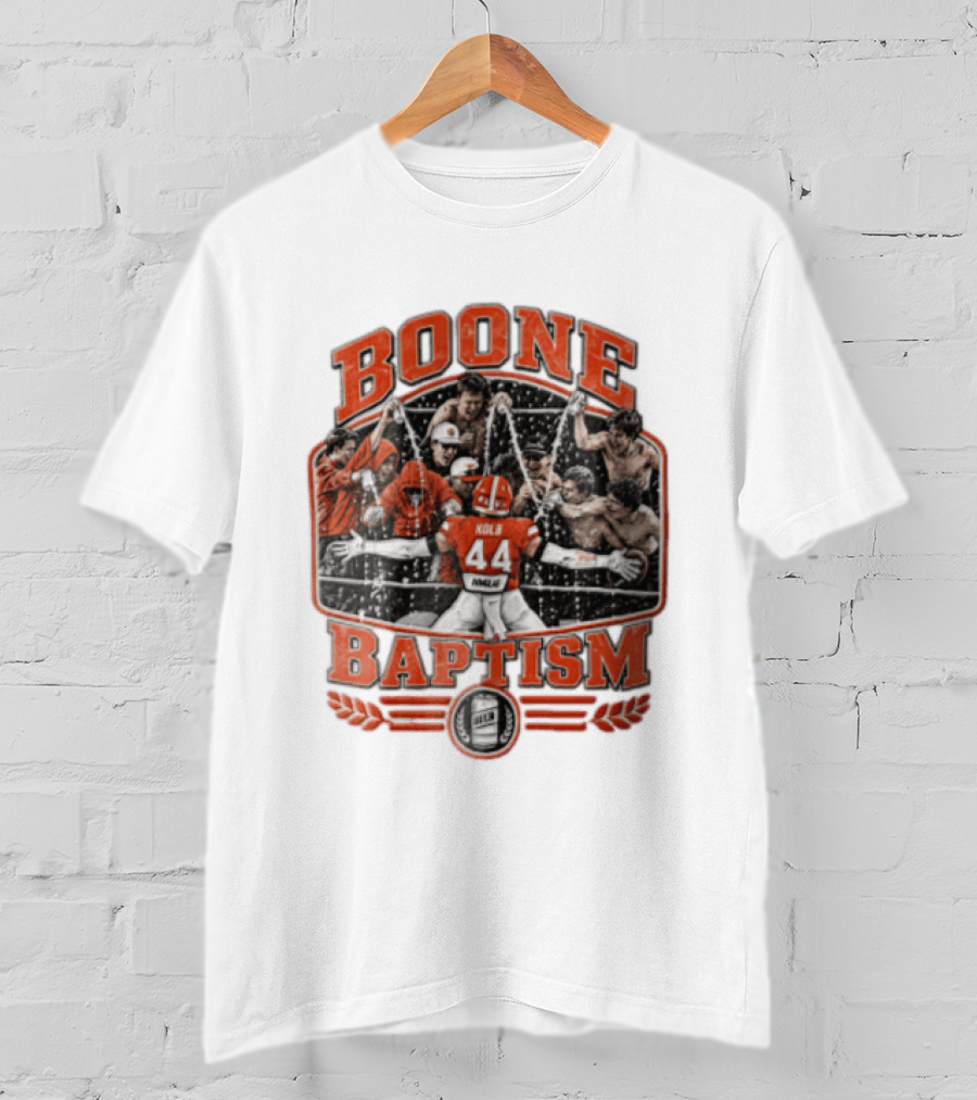 Boone Baptism Kolb Douglas Football Players Spraying Beer Celebration T-Shirt