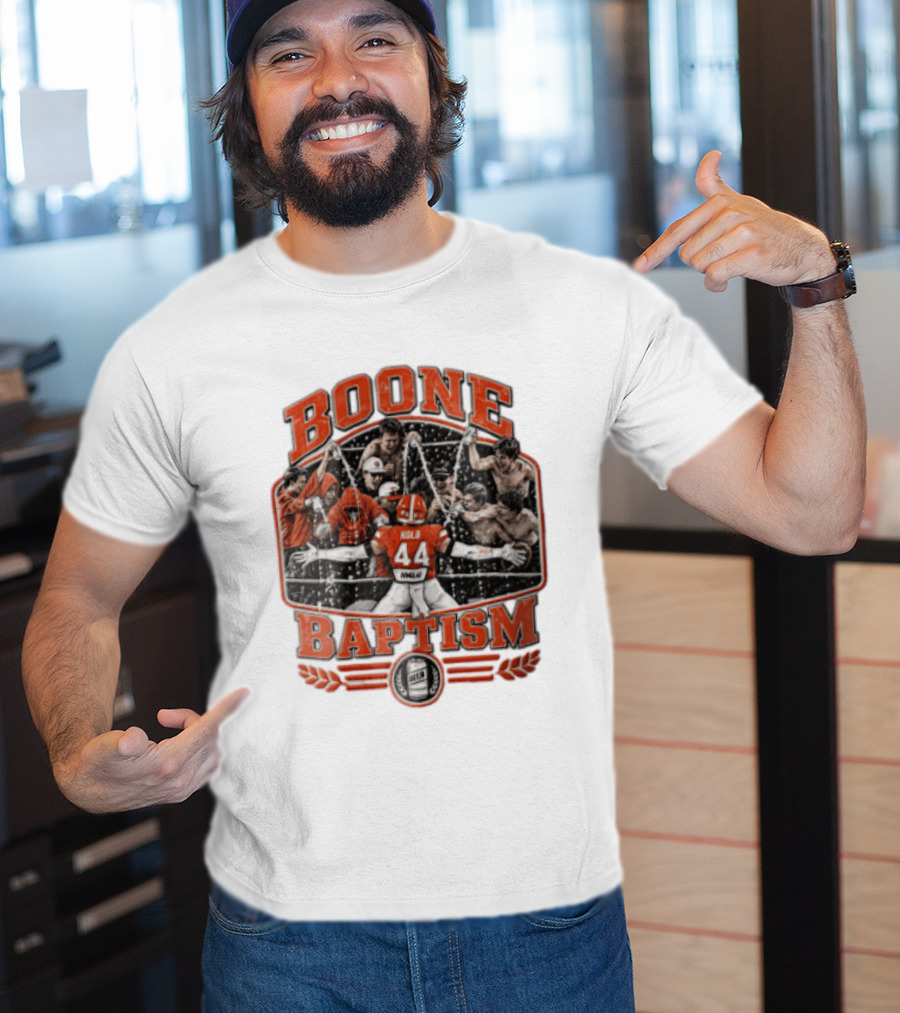 Boone Baptism Kolb Douglas Football Players Spraying Beer Celebration T-Shirt