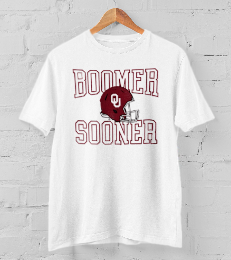 Boomer Sooner Oklahoma Sooners Red Football Helmet T-Shirt
