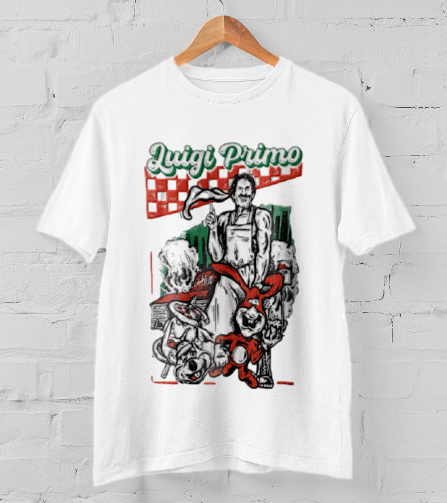 Luigi Primo Chef Tossing Pizza Dough With Rabbit And Pizza Oven T-Shirt