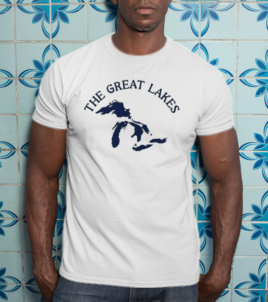 The Great Lakes Map Geography North America Waterways T-Shirt