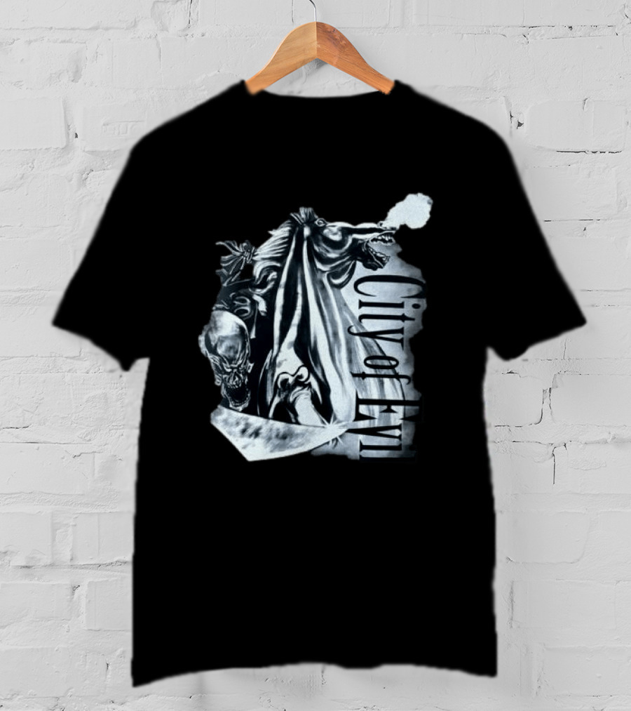A7xworld Store City Of Evil Horseman Skull Garment Dye T-Shirt