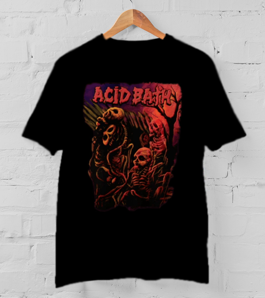 Acid Bath Skeletons And Skulls Allen Jaeger Halloween Horror T-Shirt