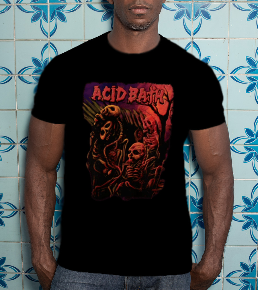 Acid Bath Skeletons And Skulls Allen Jaeger Halloween Horror T-Shirt