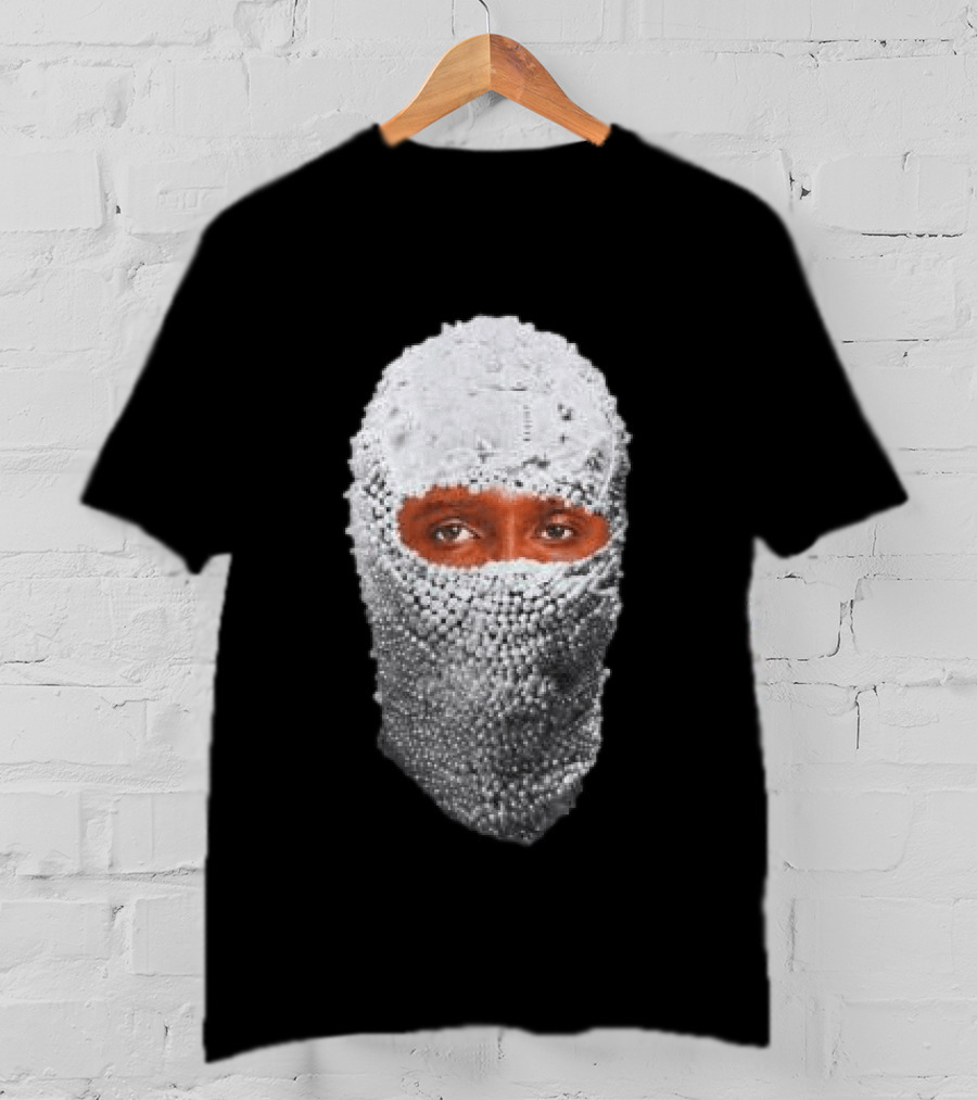 African Boy Store AFB Pearl Mask Eyes Peering Through Beaded T-Shirt