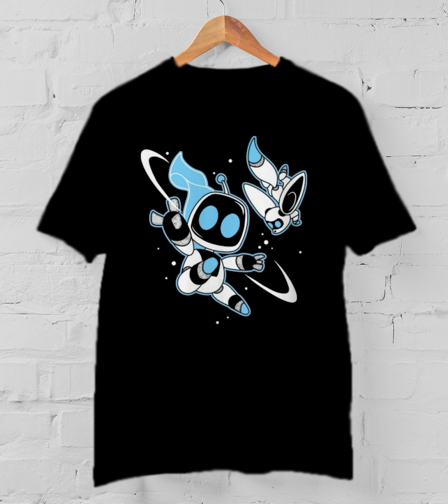 Astro Bot Bots In Space Adventure With Robots Floating In Space T-Shirt