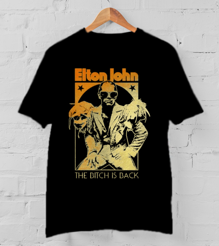 Elton John The Bitch Is Back Retro Style Gold T-Shirt