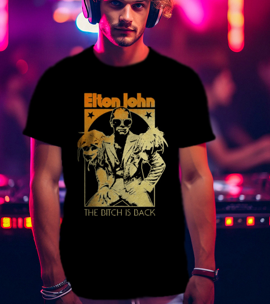 Elton John The Bitch Is Back Retro Style Gold T-Shirt