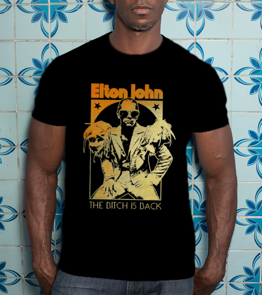 Elton John The Bitch Is Back Retro Style Gold T-Shirt