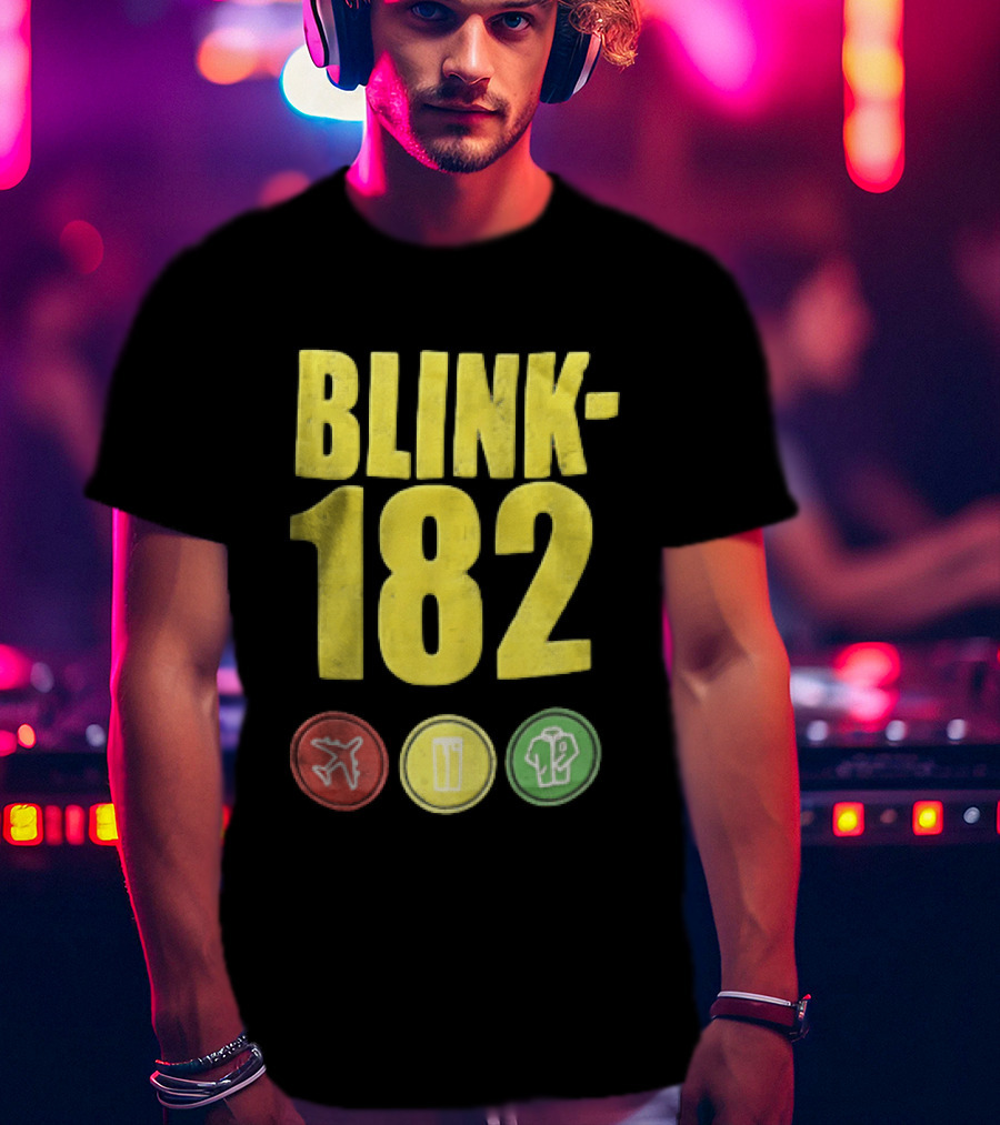 Blink 182 Yellow Airplane Glass T-Shirt